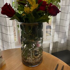 Tall 12” WILSHIRE FILLABLE HURRICANE VASE Cylinder w Insert & Rocks